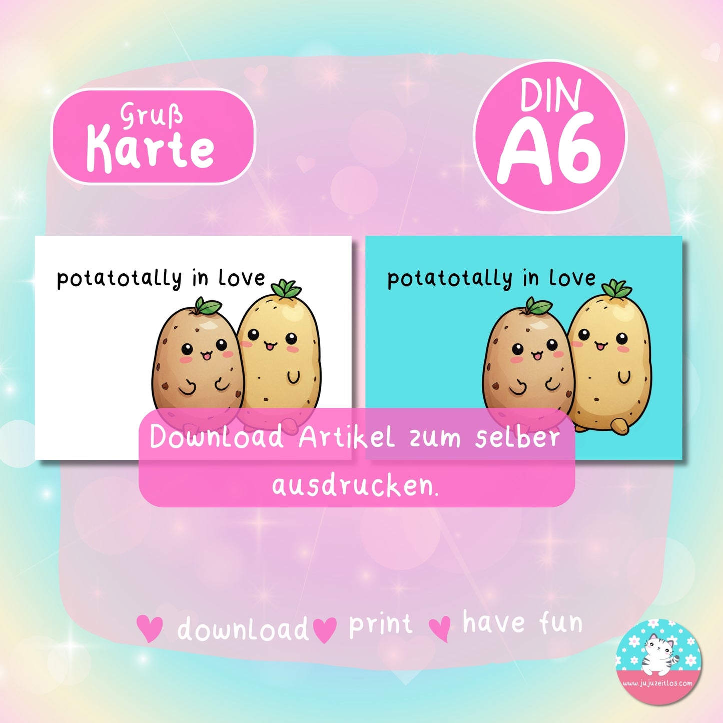 Grußkarte - potatotally in love - ♡Download♡