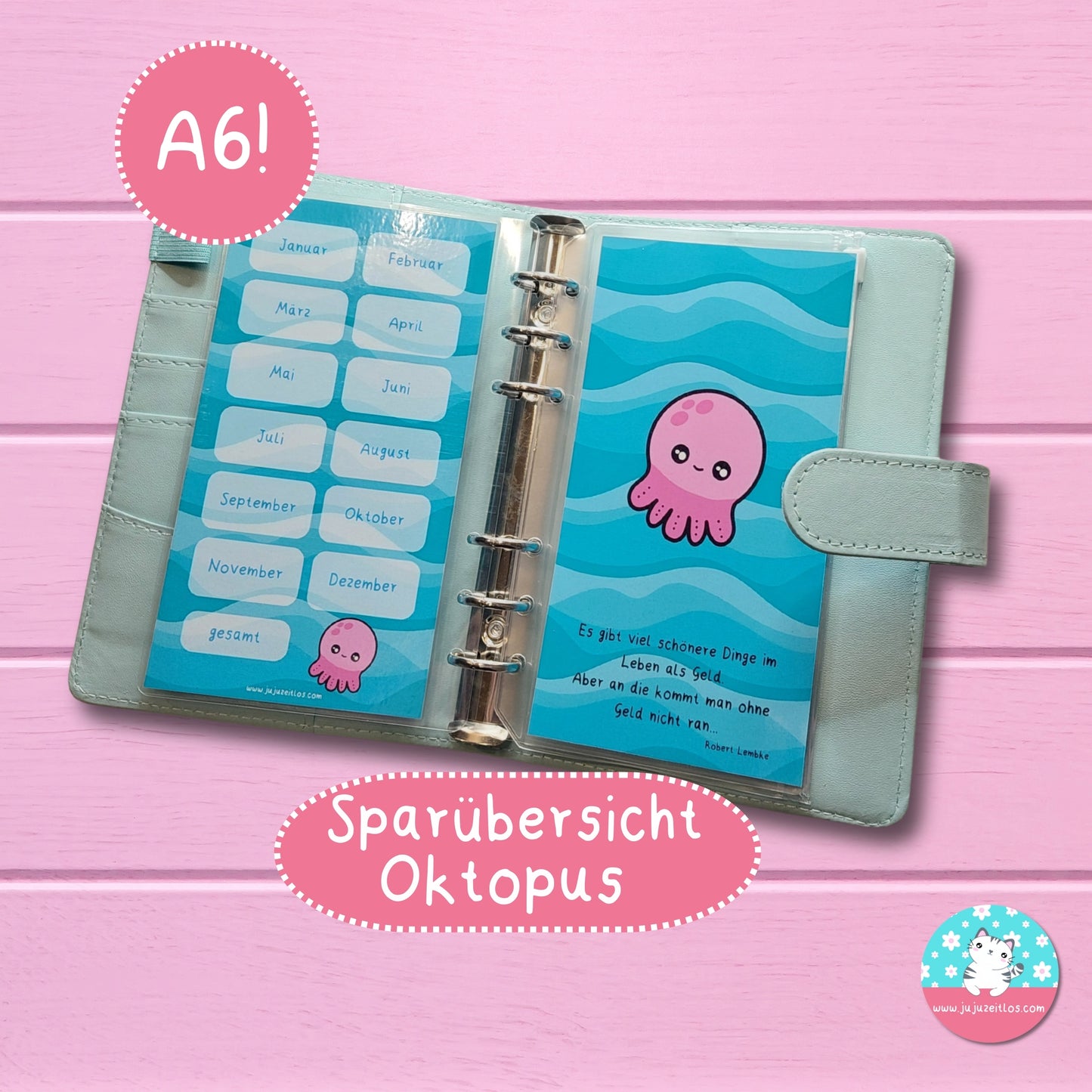 Sparübersicht Oktopus gelocht & laminiert ♡Sparchallenge A6♡ - JujuZeitlos