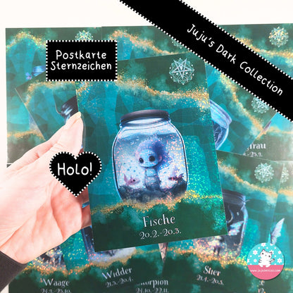 Postkarten HOLO Sternzeichen DARK Collection ♡Memo & Notizen♡
