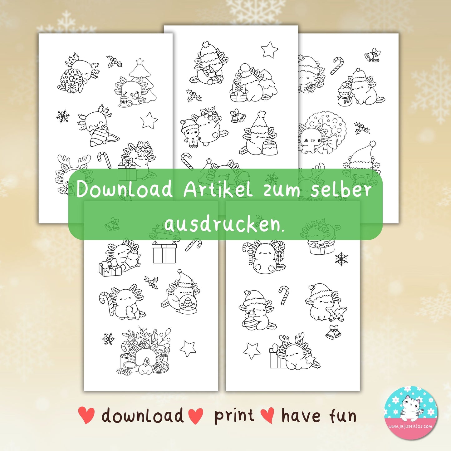 Malbuch Weihnachten Axolotl ♡Download♡