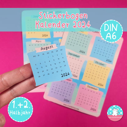 Stickerbogen Kalender 2024