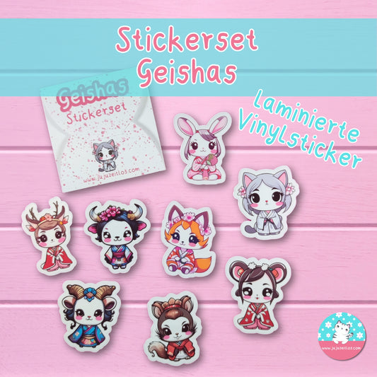 Stickerset Vinyl laminiert -Geishas-