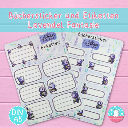 Büchersticker & Etiketten  - Lavendel Fantasie -