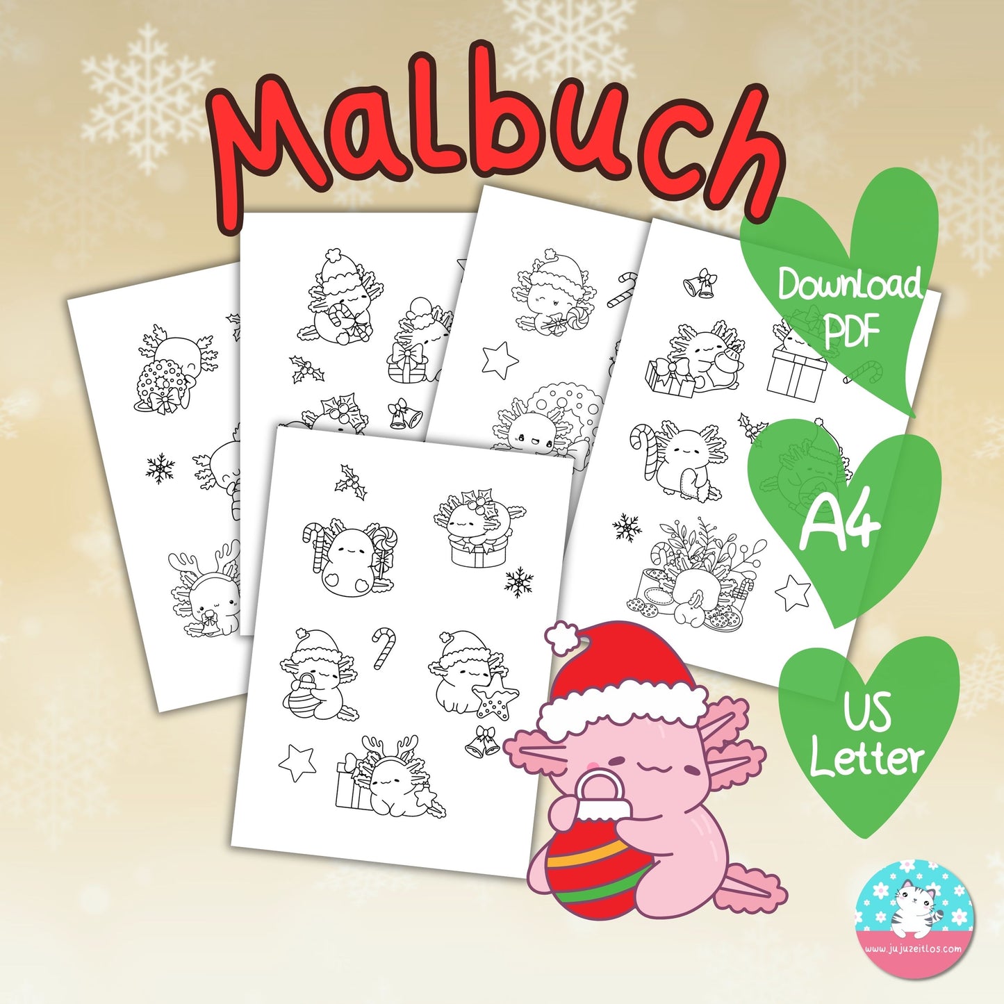 Malbuch Weihnachten Axolotl ♡Download♡