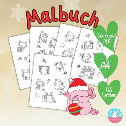 Malbuch Weihnachten Axolotl ♡Download♡