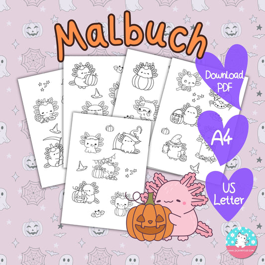 Malbuch Halloween Axolotl ♡Download♡