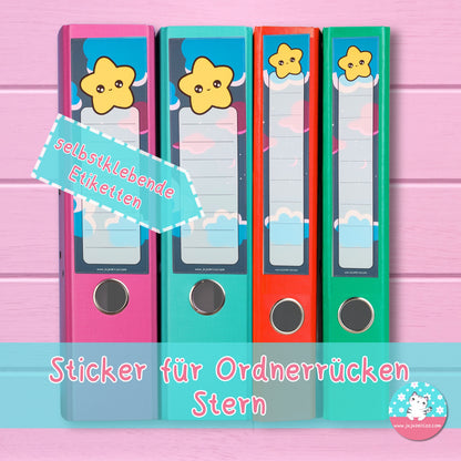 Ordnerrücken kawaii Stern - Etiketten