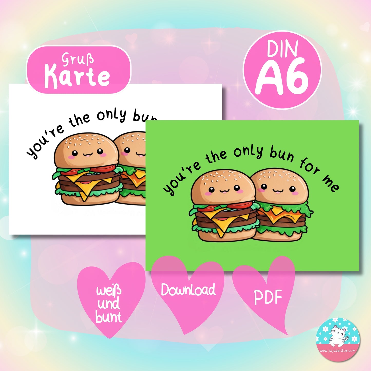 Grußkarte - you're the only bun for me - ♡Download♡