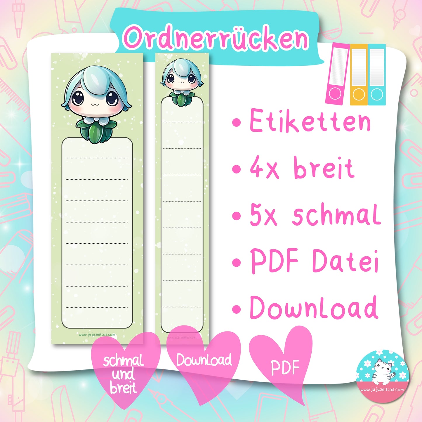 Ordnerrücken - Etiketten - Schneeglöckchen ♡Download♡