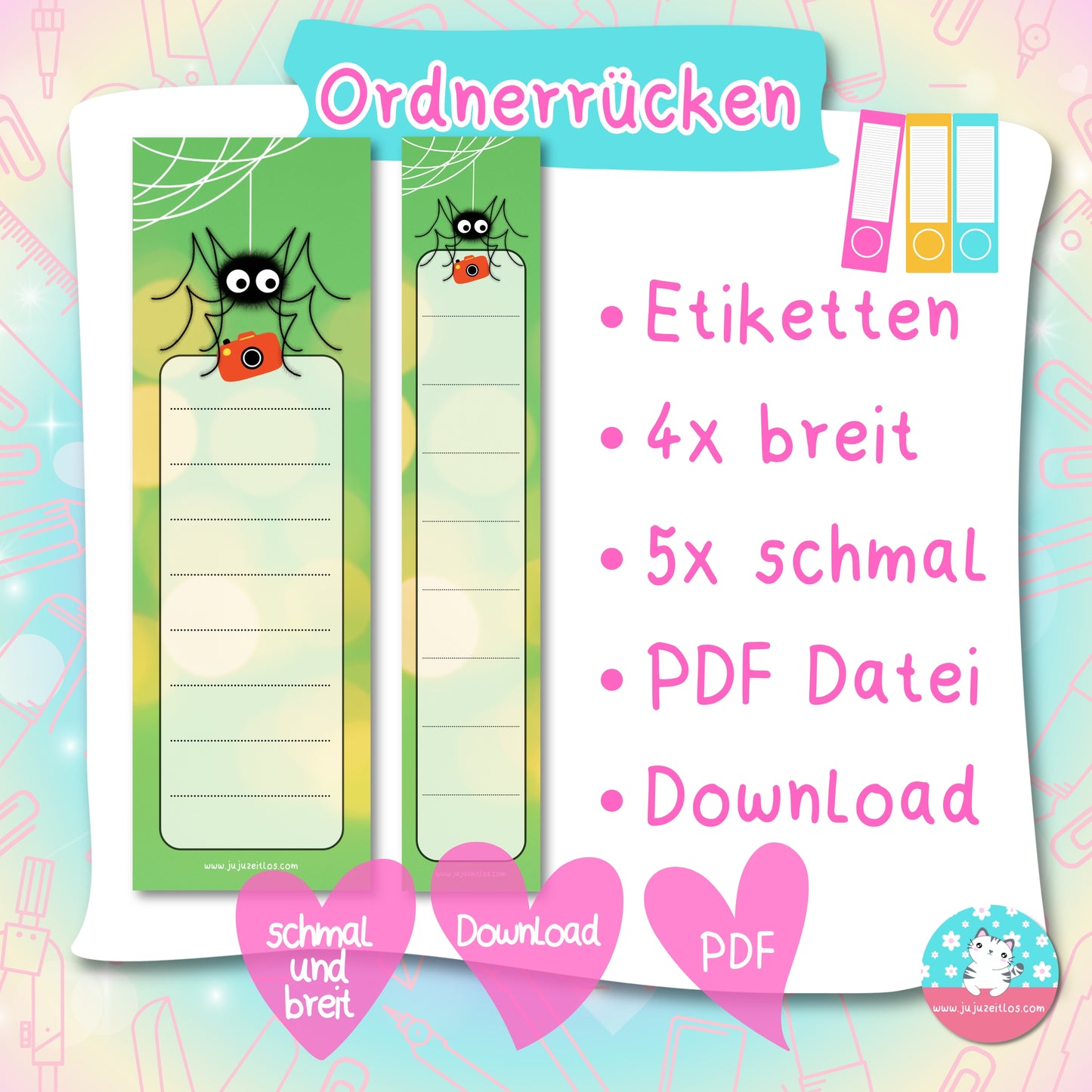 Ordnerrücken - Etiketten - Spinne Fipps ♡Download♡