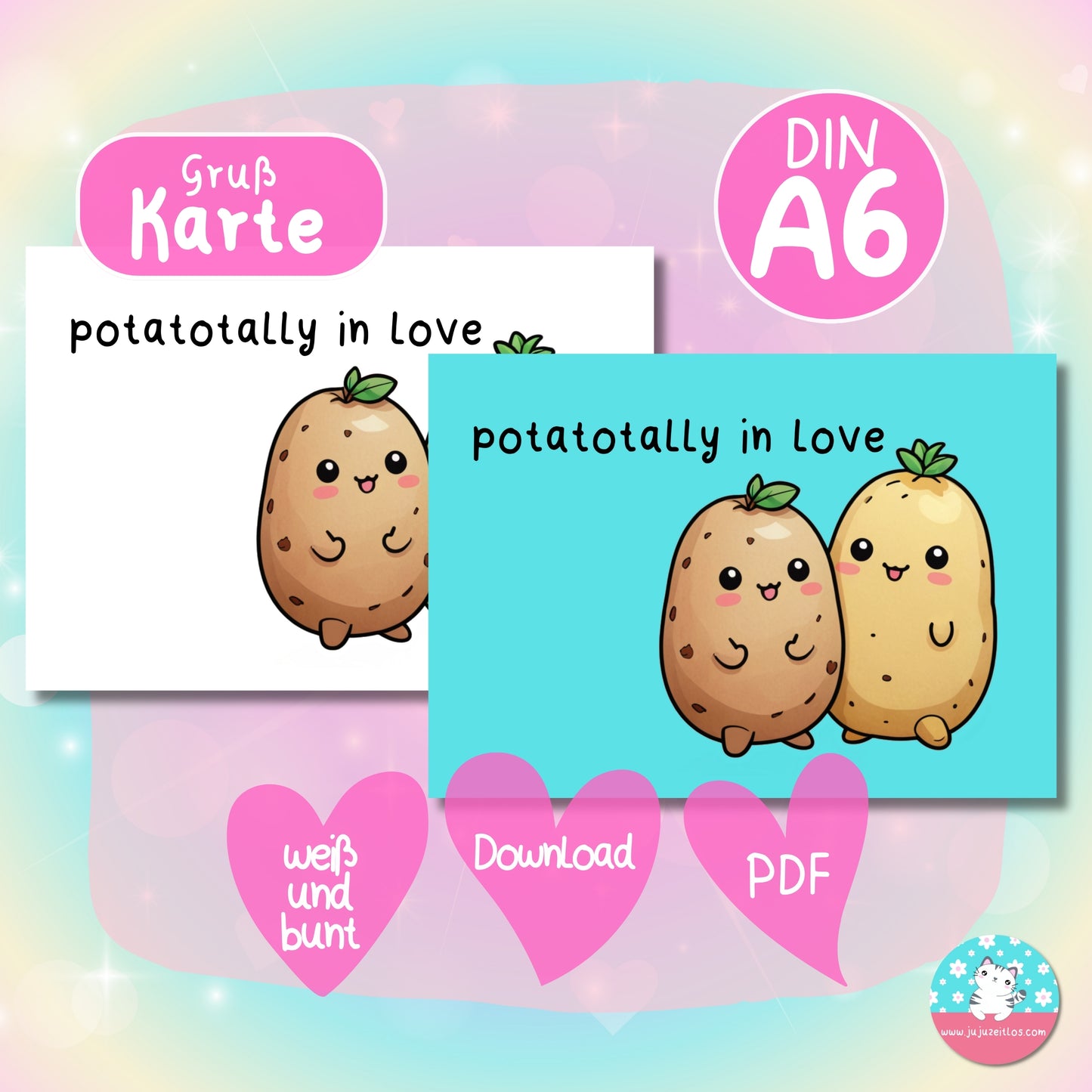 Grußkarte - potatotally in love - ♡Download♡