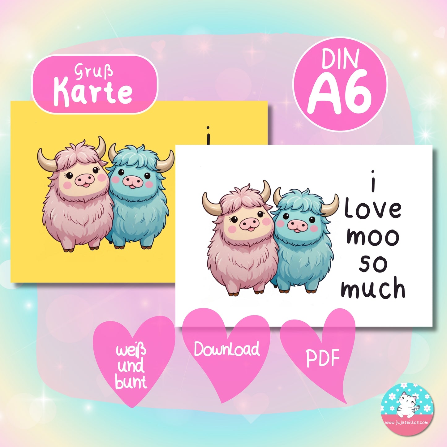 Grußkarte - I love moo so much - ♡Download♡