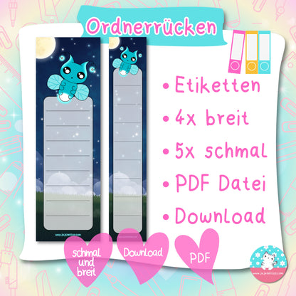 Ordnerrücken - Etiketten - Glühwürmchen ♡Download♡