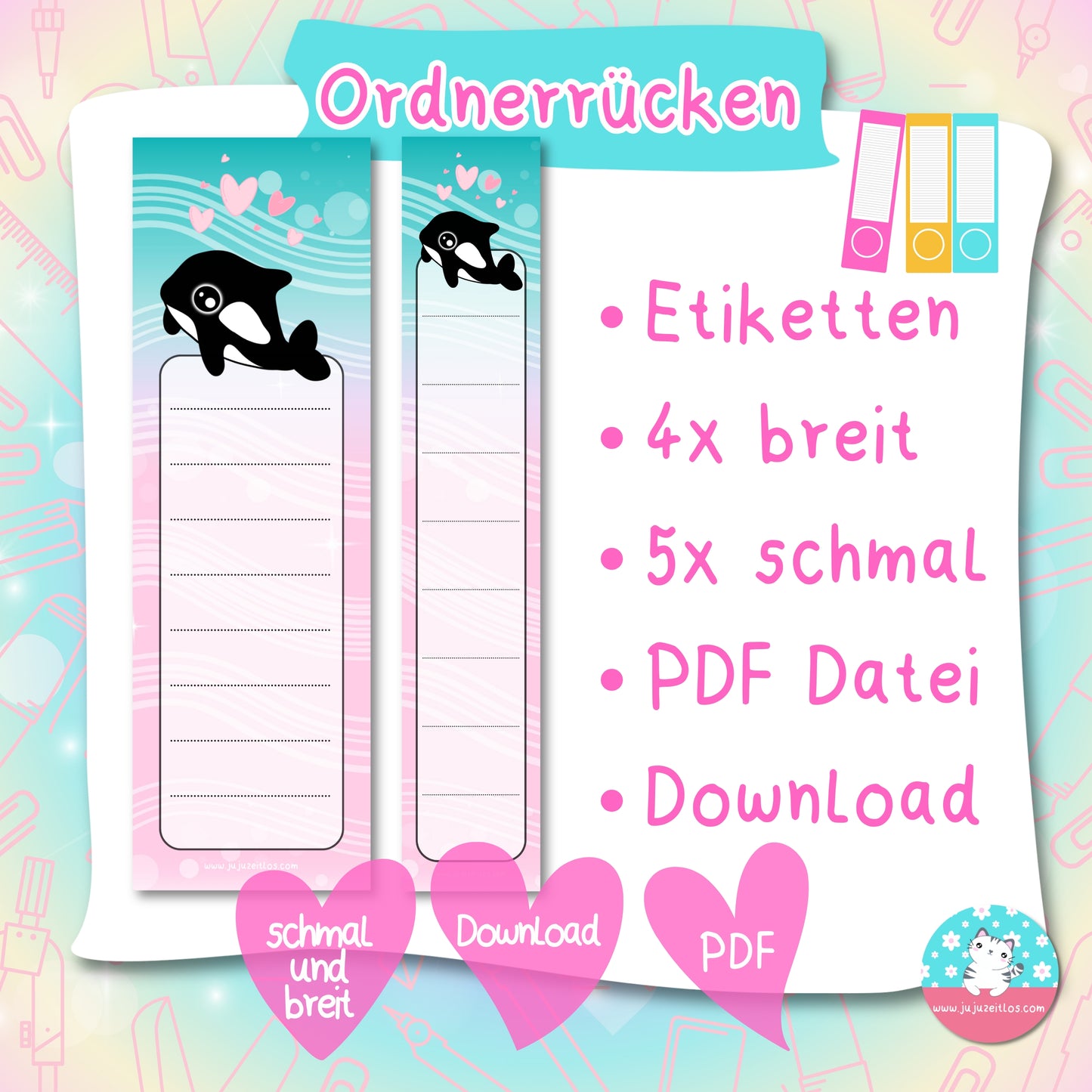 Ordnerrücken - Etiketten - Orca Finne ♡Download♡