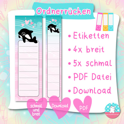 Ordnerrücken - Etiketten - Orca Finne ♡Download♡