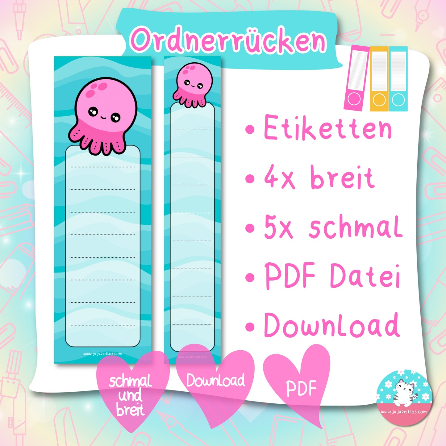 Ordnerrücken - Etiketten - Oktopus ♡Download♡