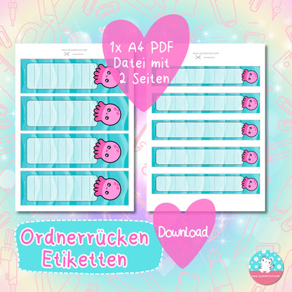 Ordnerrücken - Etiketten - Oktopus ♡Download♡