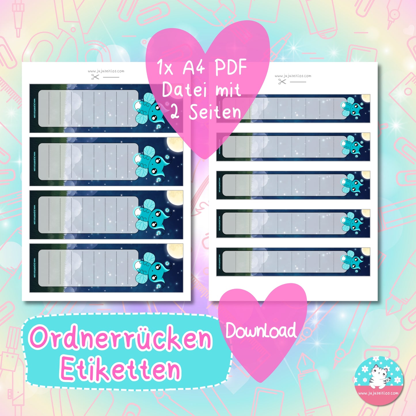 Ordnerrücken - Etiketten - Glühwürmchen ♡Download♡