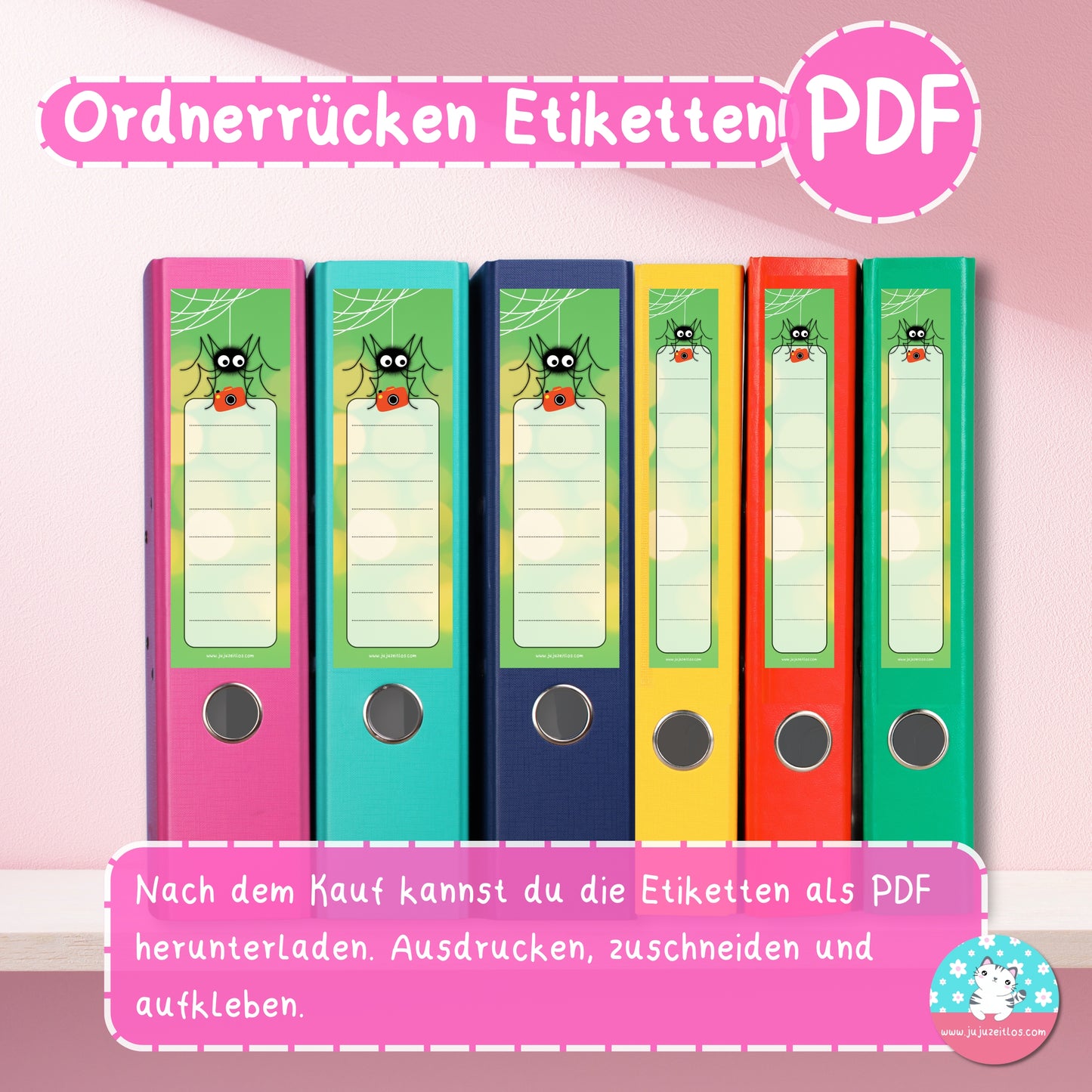 Ordnerrücken - Etiketten - Spinne Fipps ♡Download♡