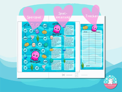Oktopus ♡Sparspiele als Download A6♡