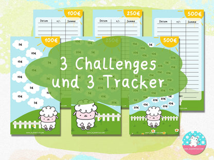 Lämmchen Ikarus 100€, 250€ und 500€ ♡Sparschallenges als Download A6♡